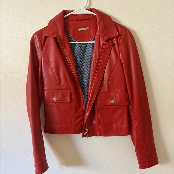 Massimo Dutti Jackets & Blazers - Massimo Dutti Red Leather Women's Jacket